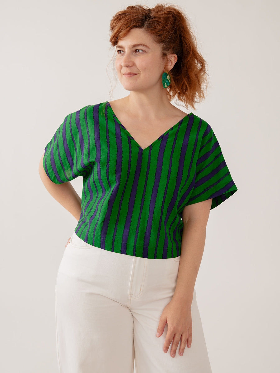 Riley V-Neck Dolman Top - Emerald