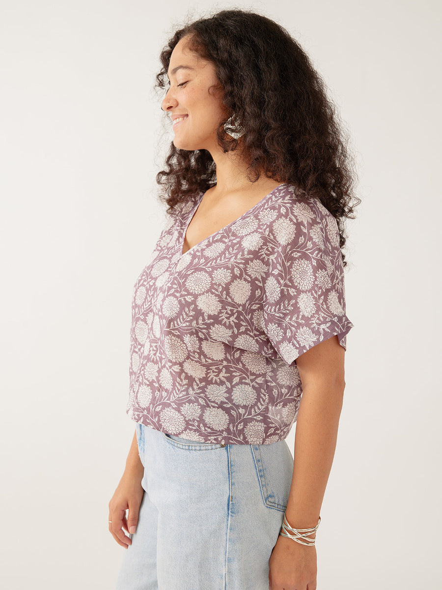 Mata Traders Riley V-Neck Dolman Top - French Lilac - Size Inclusive women's clothing