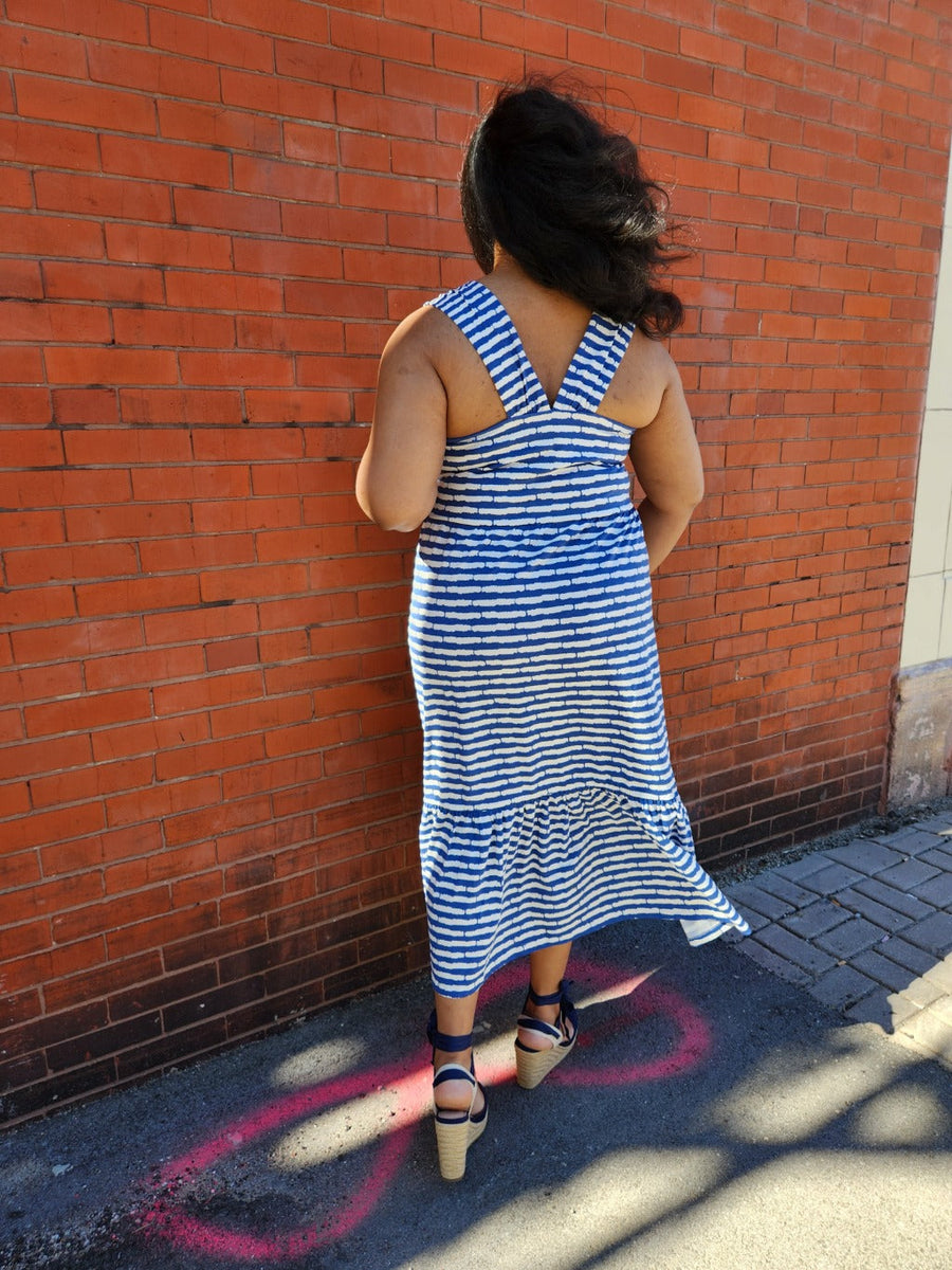 Mata Traders Opal Dress in Cobalt Split Stripe - Size Inclusive women's clothing