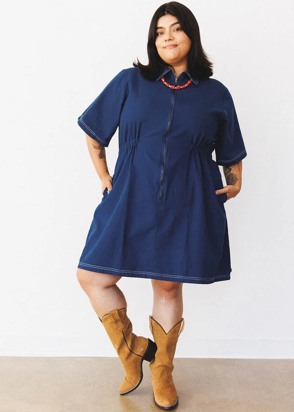 ABLE Plus size Navy Blue Utility Dress