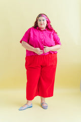 Cherry Linen Mid Easy Pant