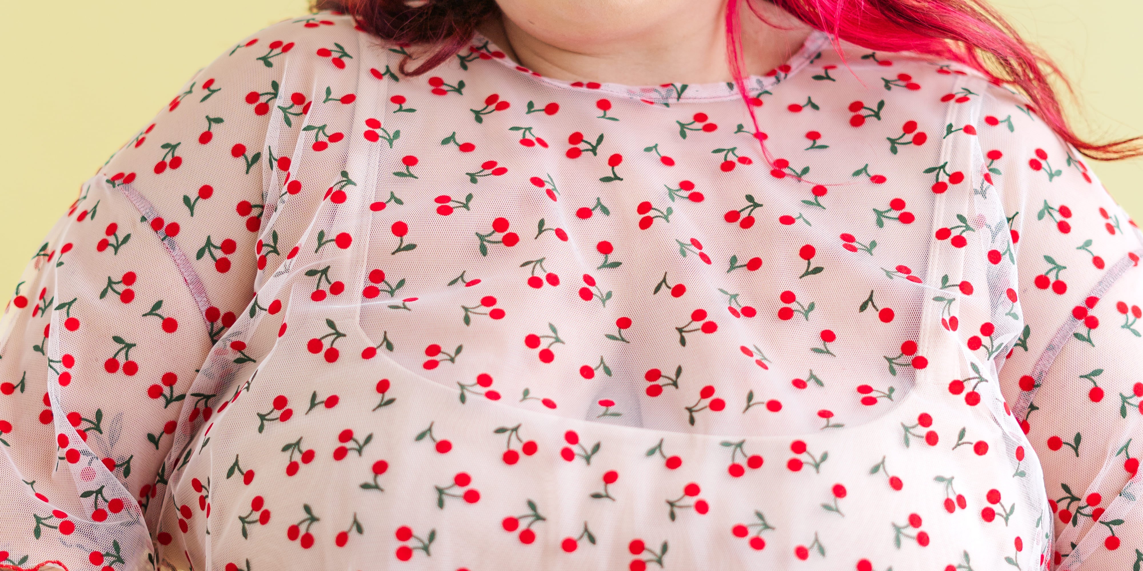 Nettle Studios Boxy Crop Top in Cherry Mesh - plus size crop top, product view