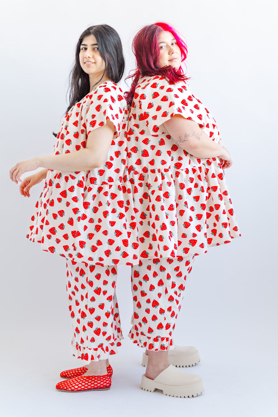 Nettle Studios Strawberry Cotton Poplin Tiered Mini Dress - plus size mini dress, product view