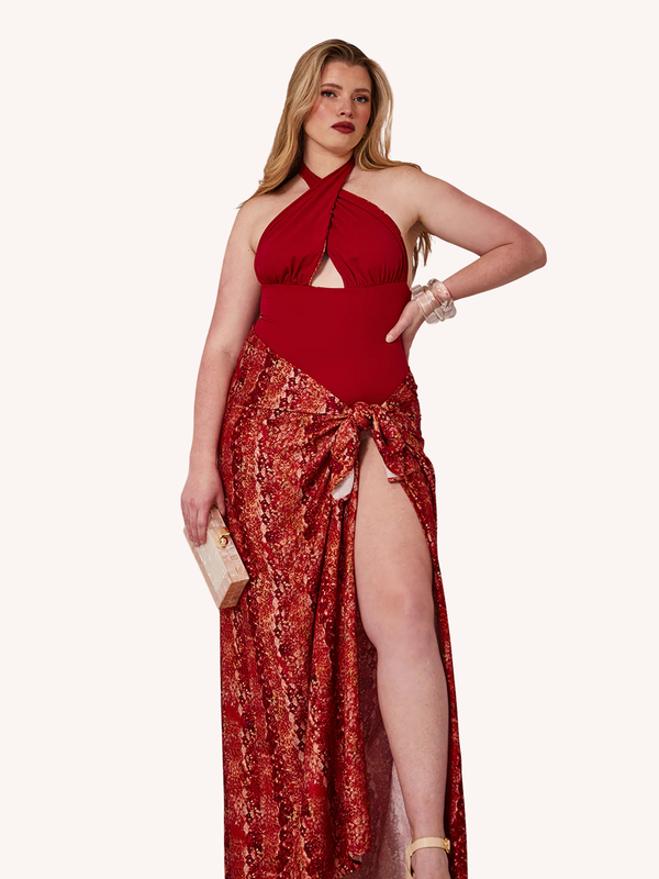 Nomads Swimwear Shore Pareo in Iguana - size inclusive swimwear on size inclusive model, product view