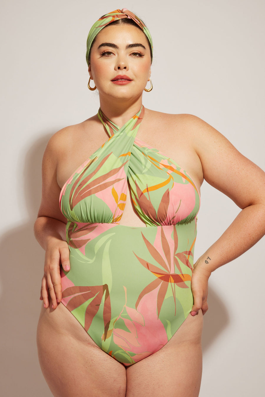 Nomads Swimwear Isle One Piece in Birds of Paradise - size inclusive swimwear on size inclusive model, product view