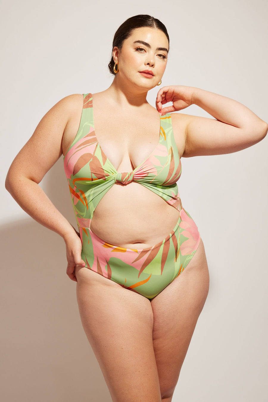 Nomads Swimwear Shoreline One Piece II in Birds of Paradise - size inclusive swimwear on size inclusive model, product view