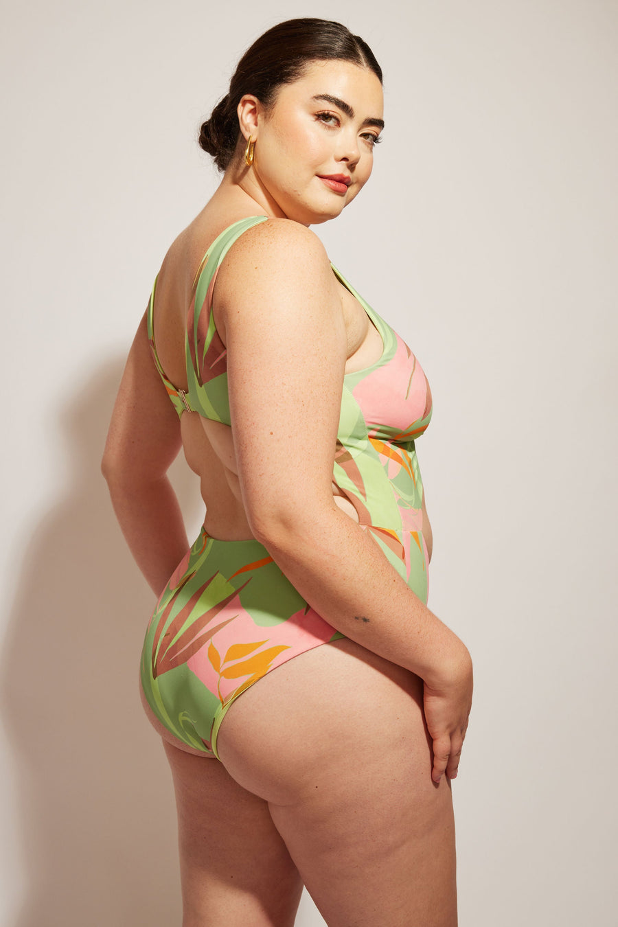 Nomads Swimwear Shoreline One Piece II in Birds of Paradise - size inclusive swimwear on size inclusive model, product view