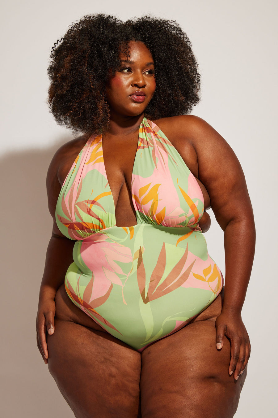 Nomads Swimwear Isle One Piece in Birds of Paradise - size inclusive swimwear on size inclusive model, product view