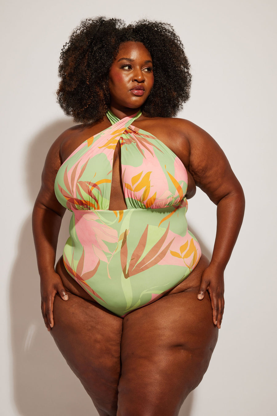 Nomads Swimwear Isle One Piece in Birds of Paradise - size inclusive swimwear on size inclusive model, product view