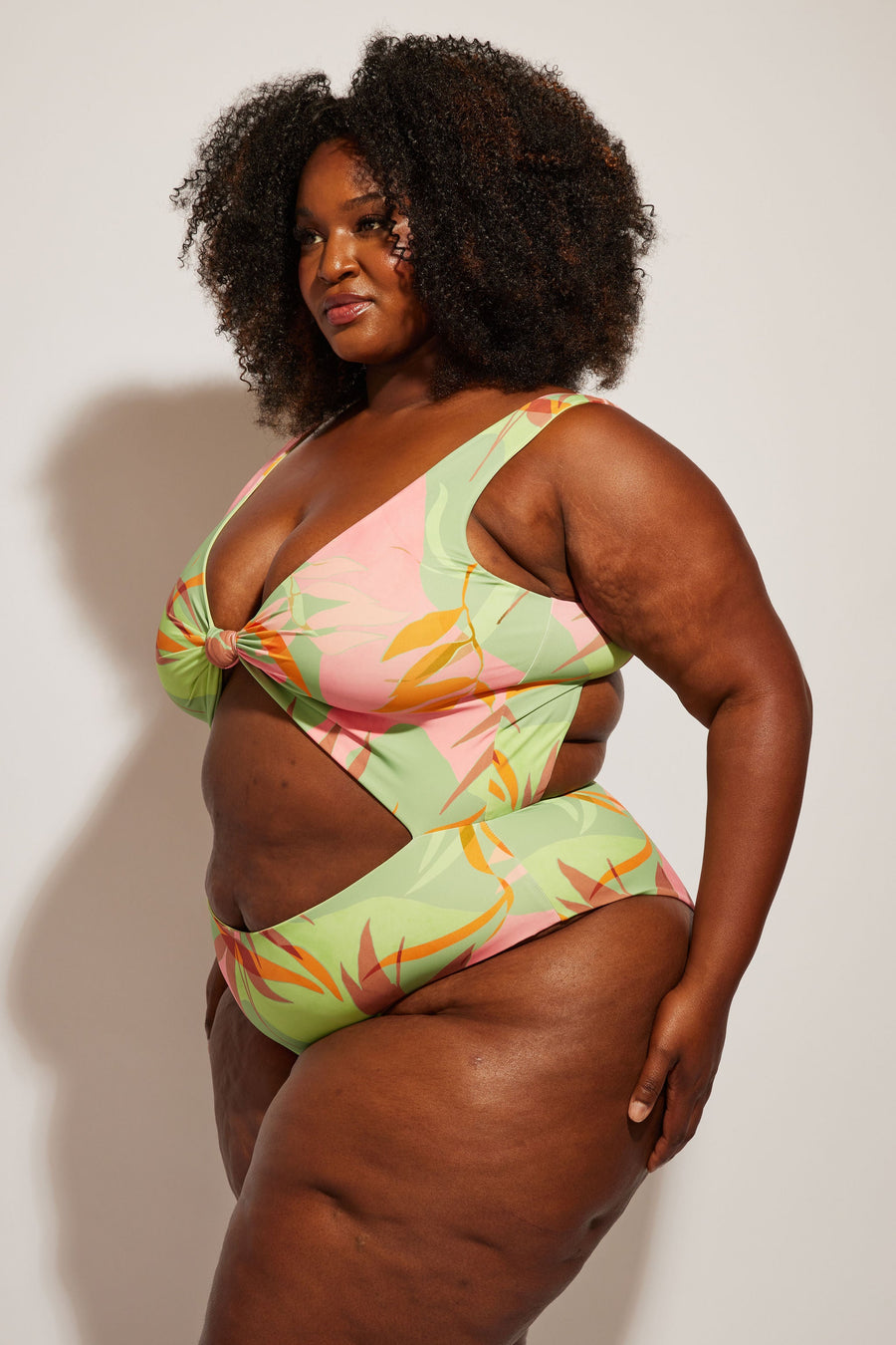 Nomads Swimwear Shoreline One Piece II in Birds of Paradise - size inclusive swimwear on size inclusive model, product view