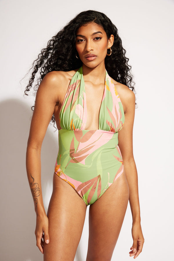 Nomads Swimwear Isle One Piece in Birds of Paradise - size inclusive swimwear on size inclusive model, product view