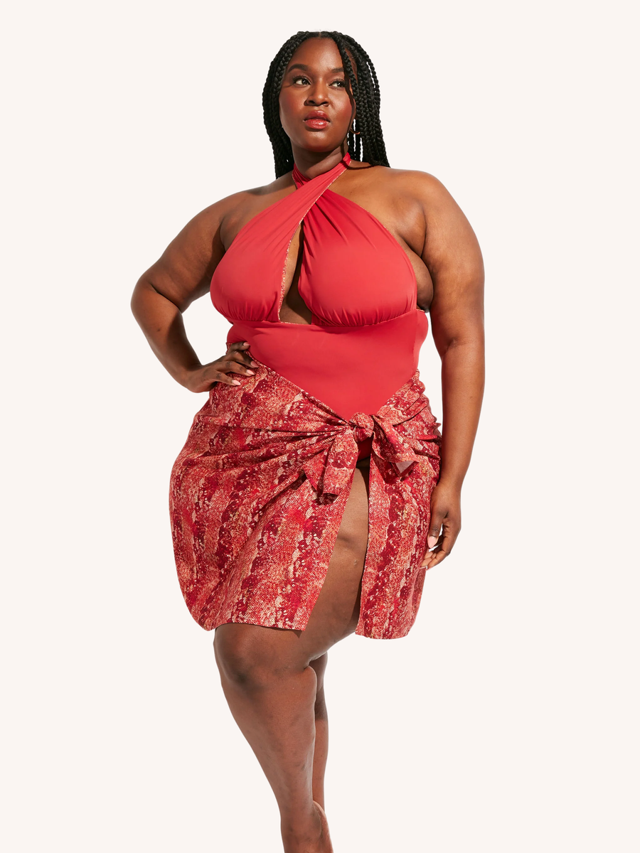 Nomads Swimwear Sand Pareo in Iguana - size inclusive swimwear on size inclusive model, product view