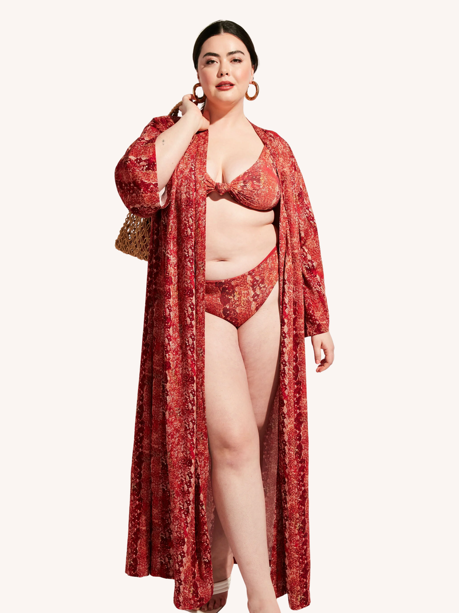 Nomads Swimwear Sunset Kimono II in Iguana - size inclusive swimwear on size inclusive model, product view