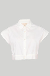 Reistor Oversized Crop Shirt in Off-white - plus size garment, product view