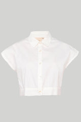 Reistor Oversized Crop Shirt in Off-white - plus size garment, product view