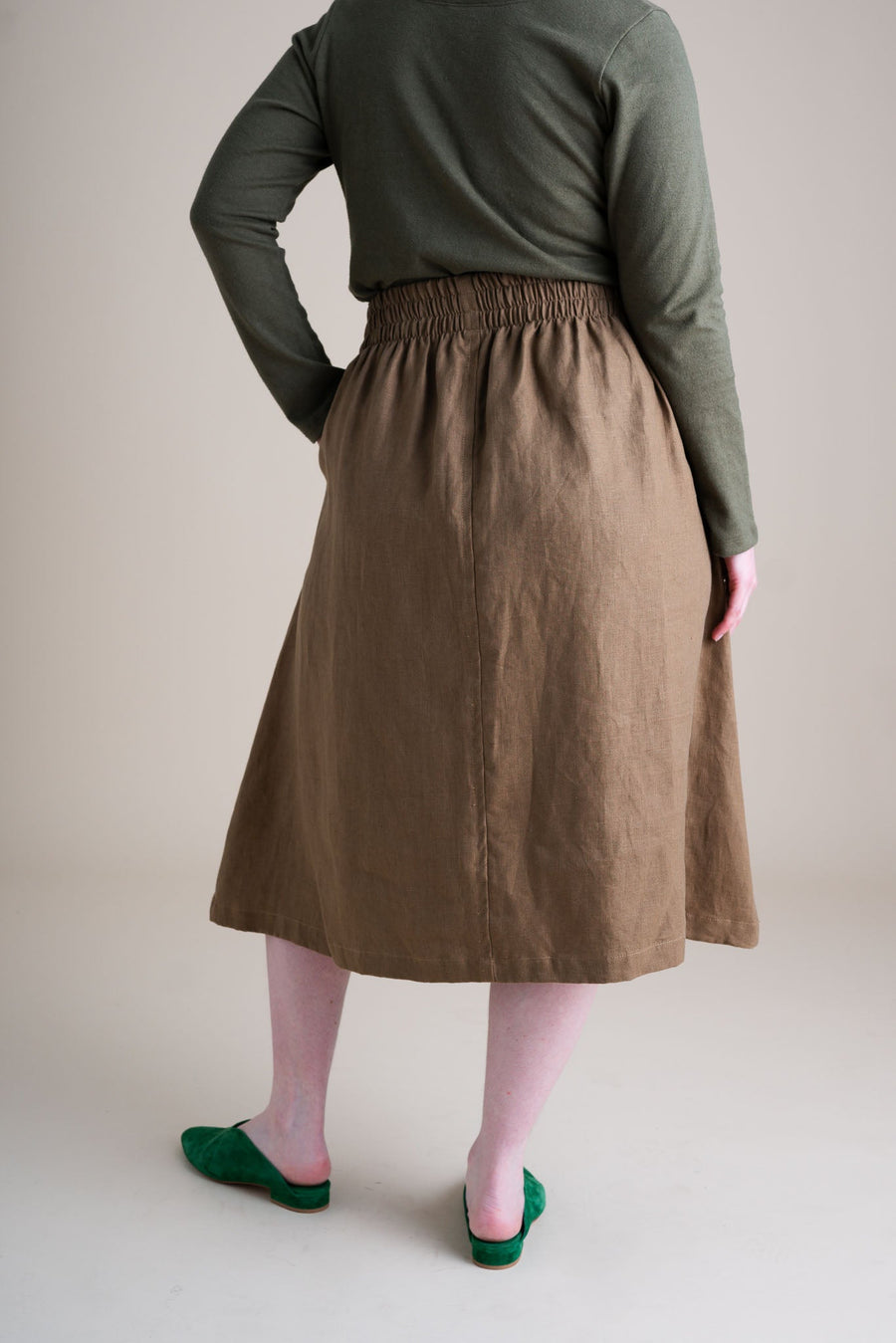 Conscious Clothing Evening Midi Skirt in Tea - plus size skirt, product view