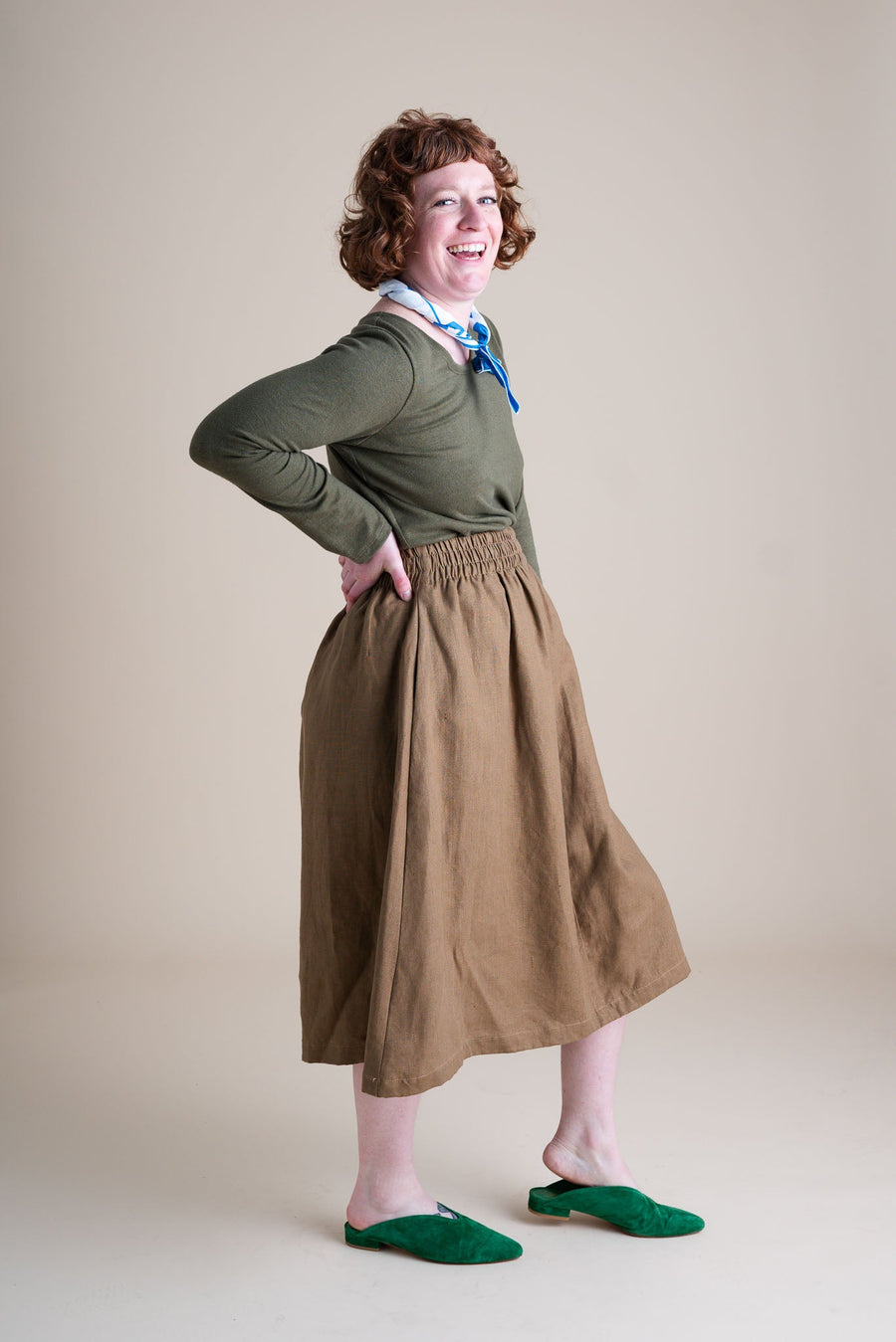 Conscious Clothing Evening Midi Skirt in Tea - plus size skirt, product view
