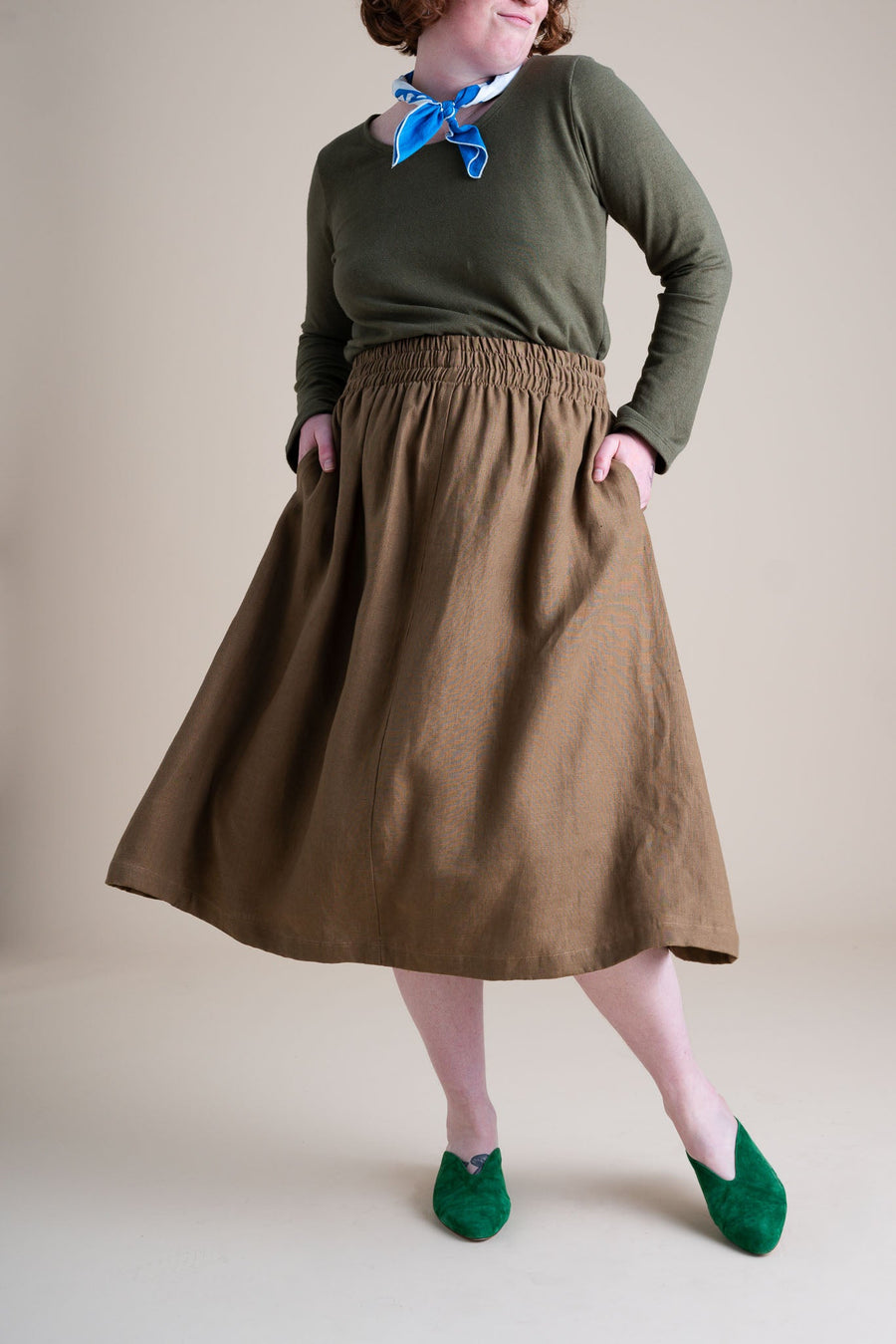 Conscious Clothing Evening Midi Skirt in Tea - plus size skirt, product view