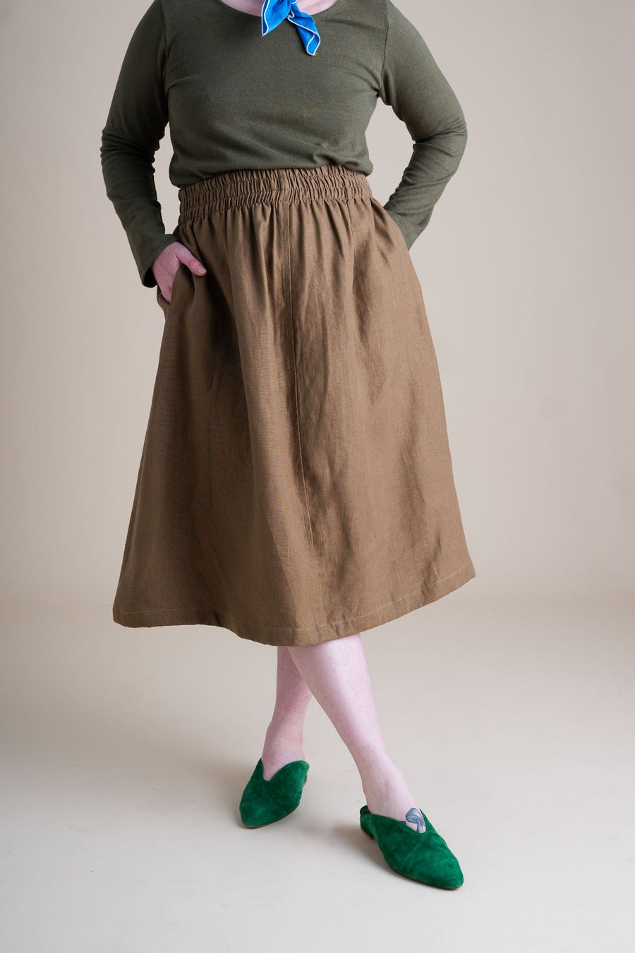 Conscious Clothing Evening Midi Skirt in Tea - plus size skirt, product view