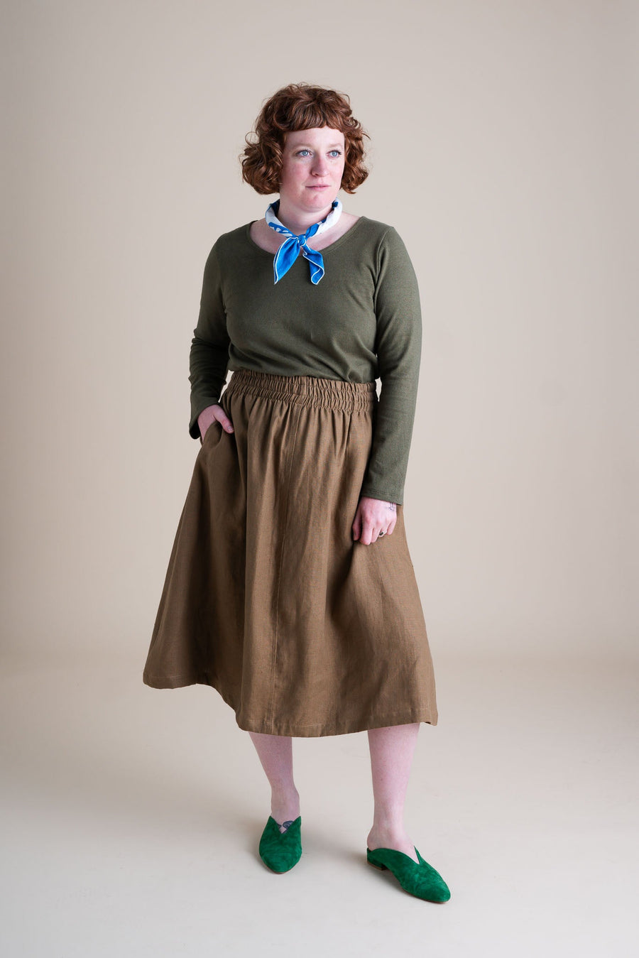 Conscious Clothing Evening Midi Skirt in Tea - plus size skirt, product view