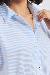 Reistor Oversized Crop Shirt in Classic Stripes - plus size garment, product view