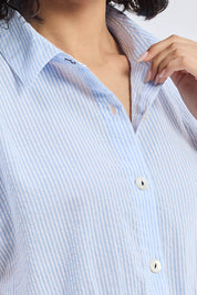 Reistor Oversized Crop Shirt in Classic Stripes - plus size garment, product view