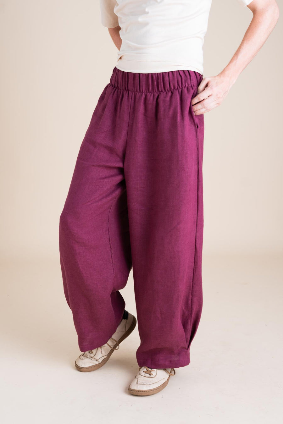 Conscious Clothing Crescent Moon Pants in Orchid - plus size pant, product view