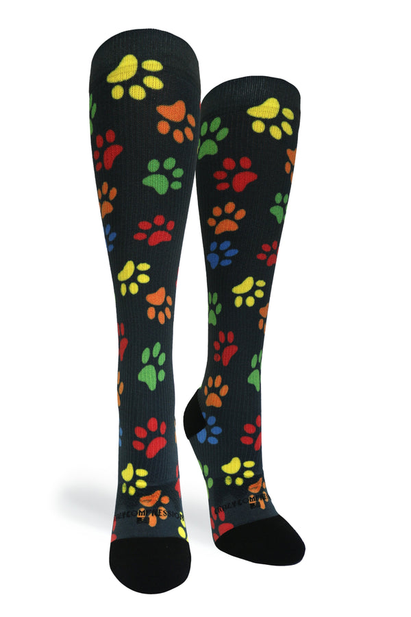 Crazy Compression Paw Prints Black - (Standard & Extra Wide) - handcrafted accessory