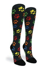 Crazy Compression Paw Prints Black - (Standard & Extra Wide) - handcrafted accessory