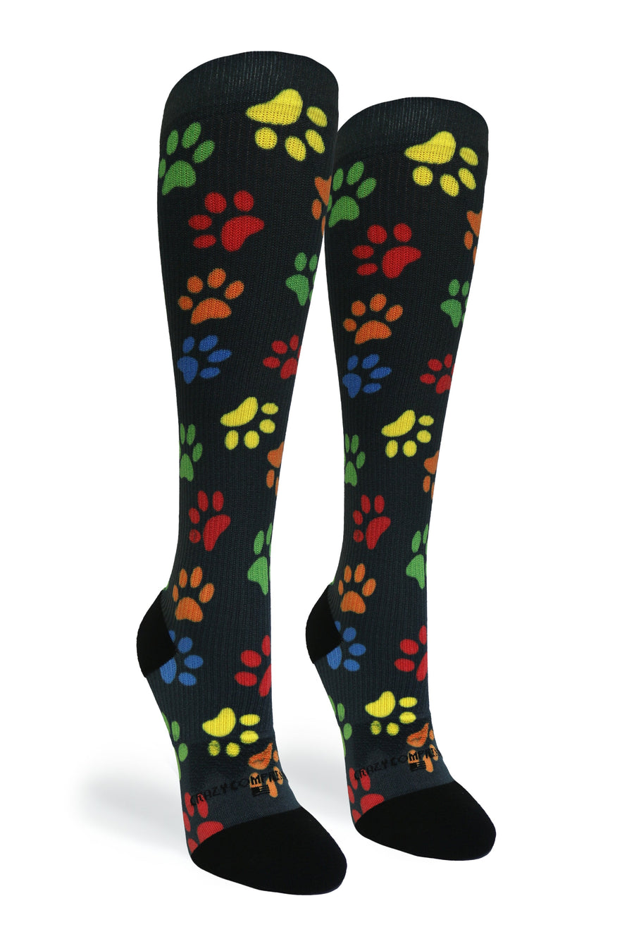 Crazy Compression Paw Prints Black - (Standard & Extra Wide) - handcrafted accessory