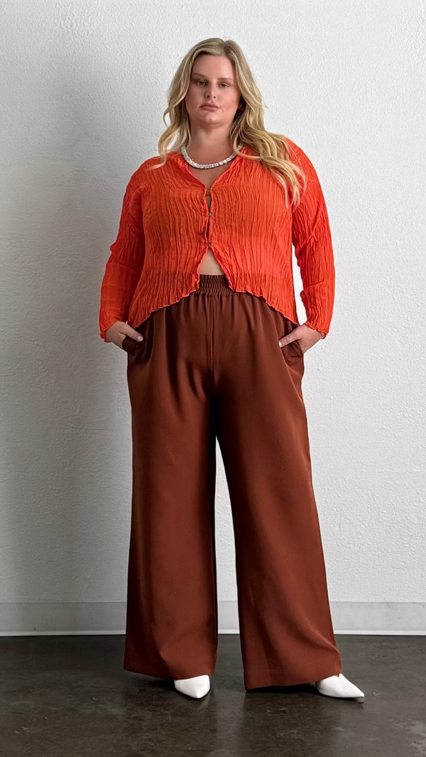 Riley Wide Leg Pant- Terracotta