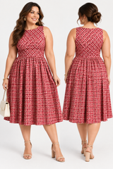 Red Diamond Midi Dress
