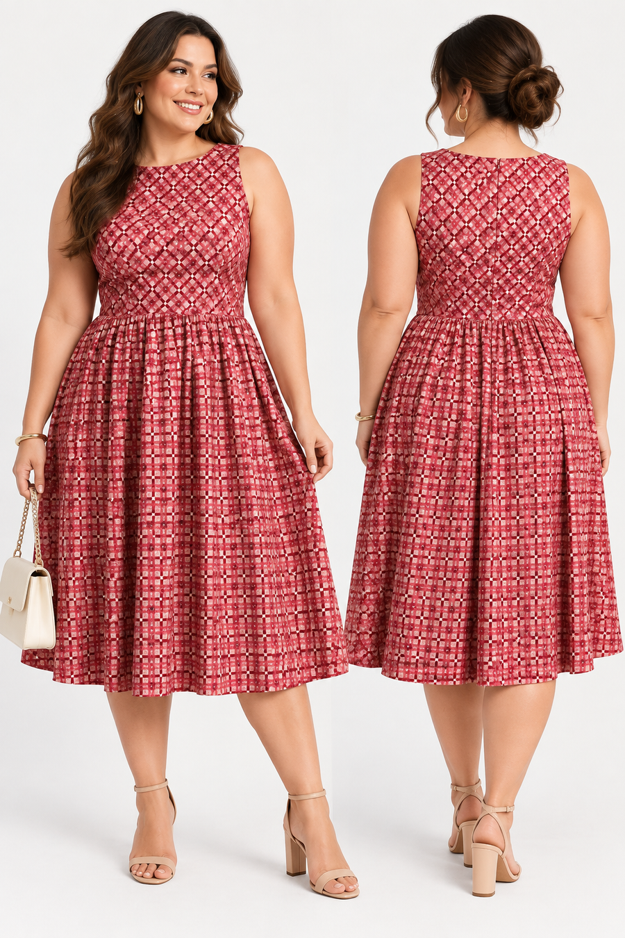 Red Diamond Midi Dress
