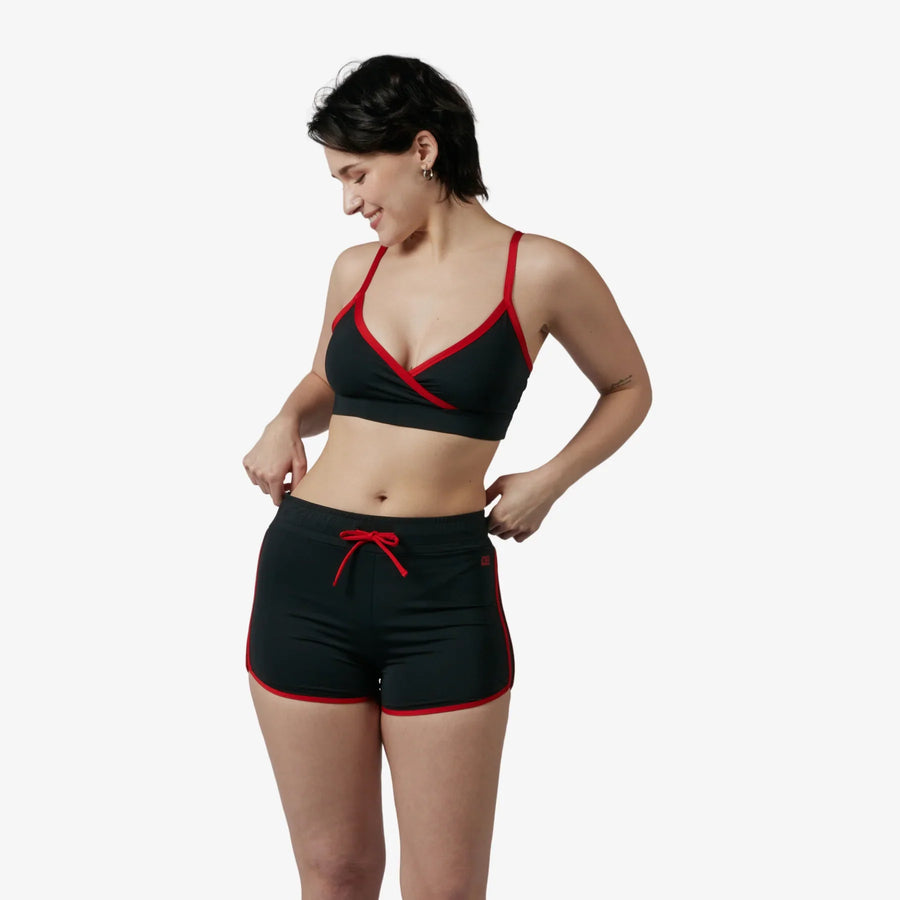 TomboyX Swim High Waisted Boy Short - inclusive boy shorts, product view