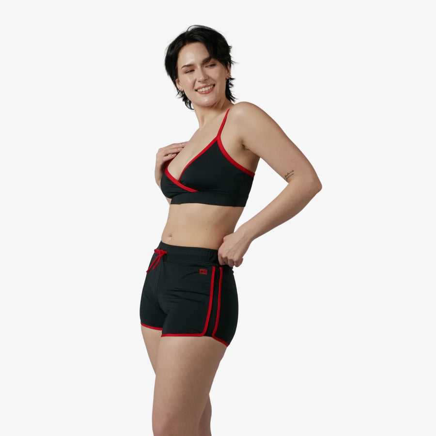 TomboyX Swim High Waisted Boy Short - inclusive boy shorts, product view