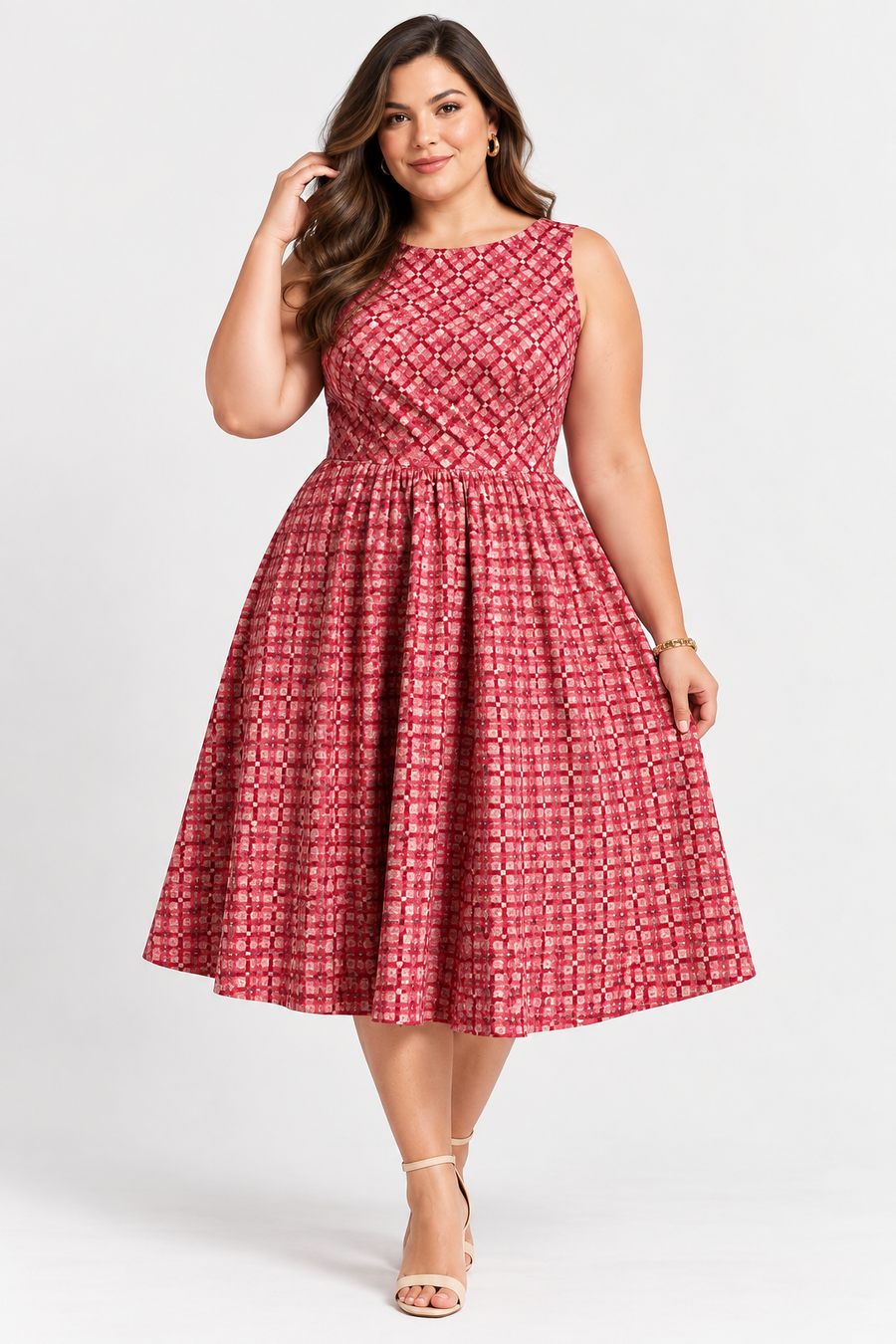 Red Diamond Midi Dress