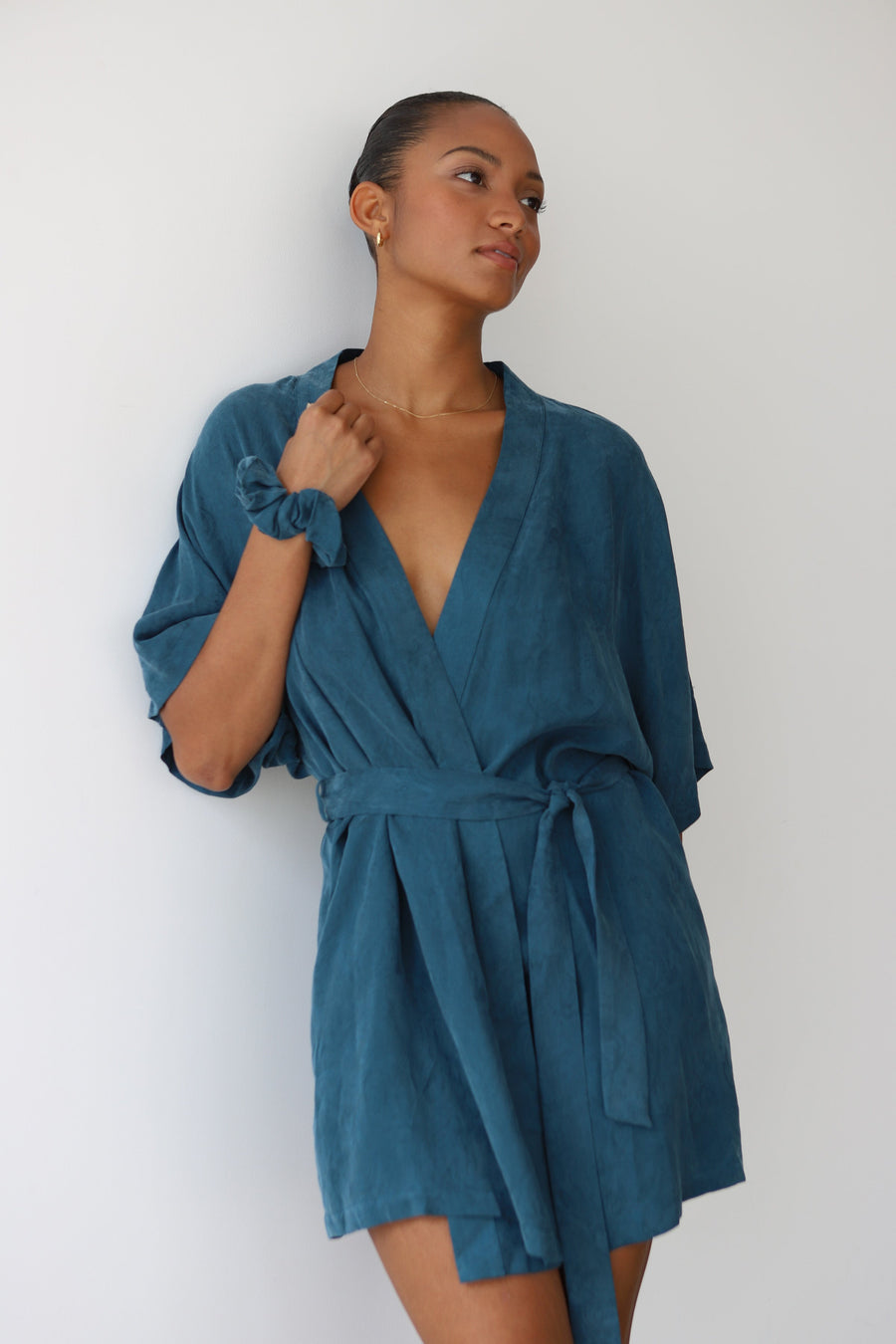 Be Idle The Short Robe - Teal - plus size shorts, product view