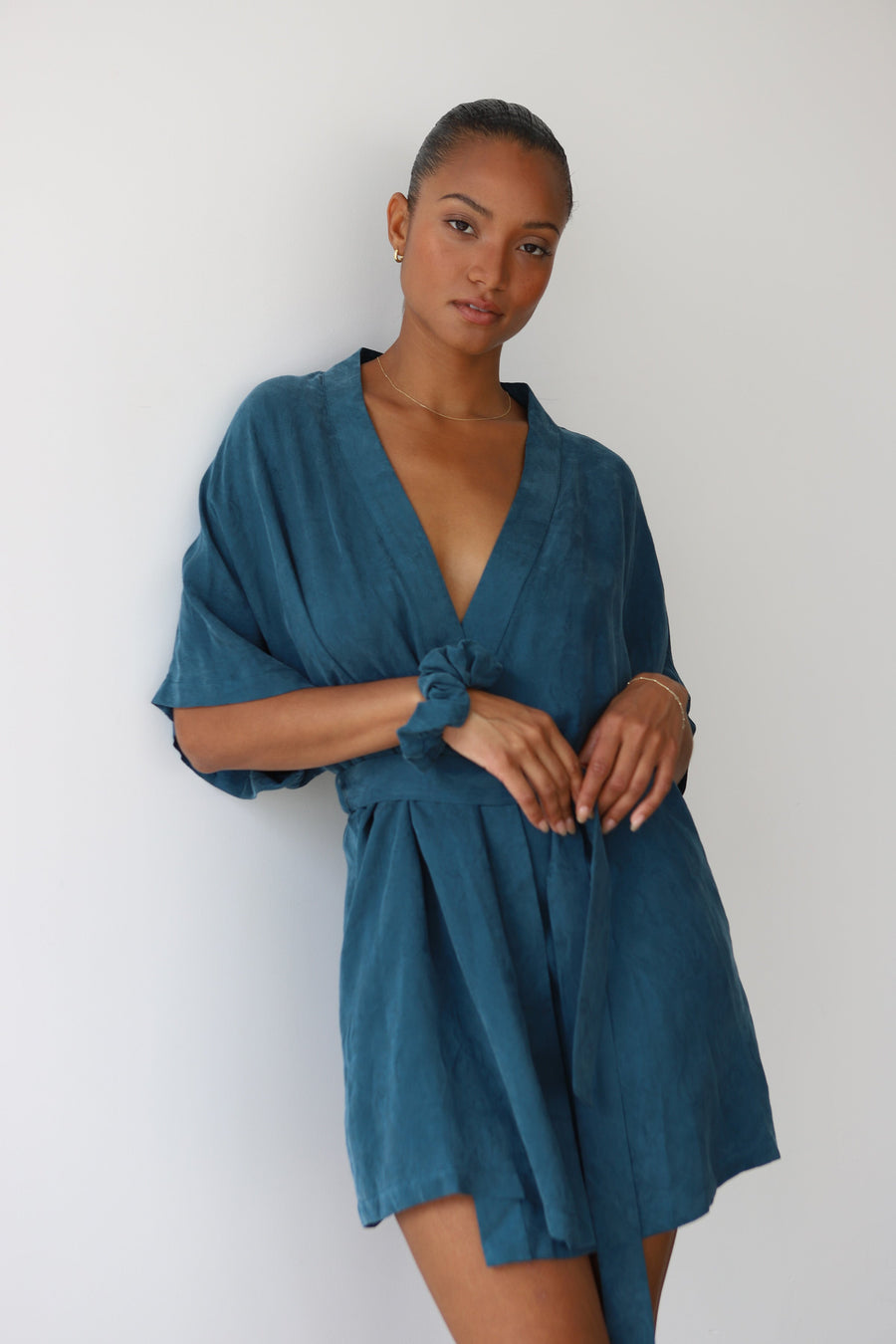 Be Idle The Short Robe - Teal - plus size shorts, product view