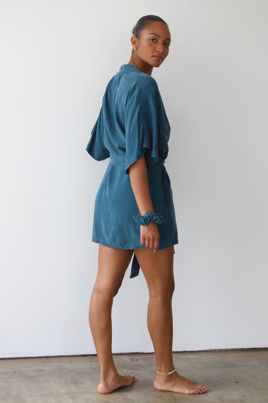 Be Idle The Short Robe - Teal - plus size shorts, product view