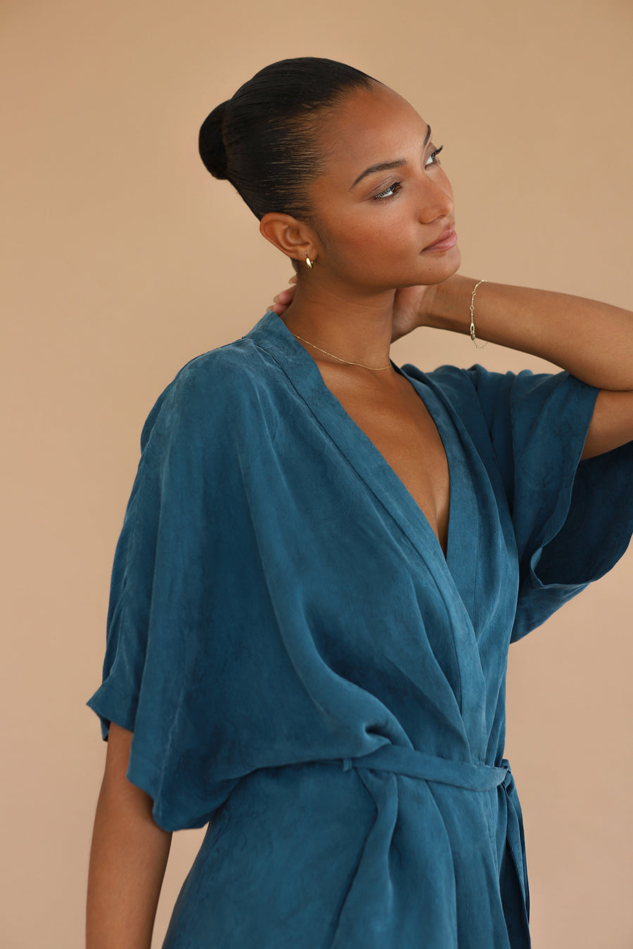 Be Idle The Short Robe - Teal - plus size shorts, product view