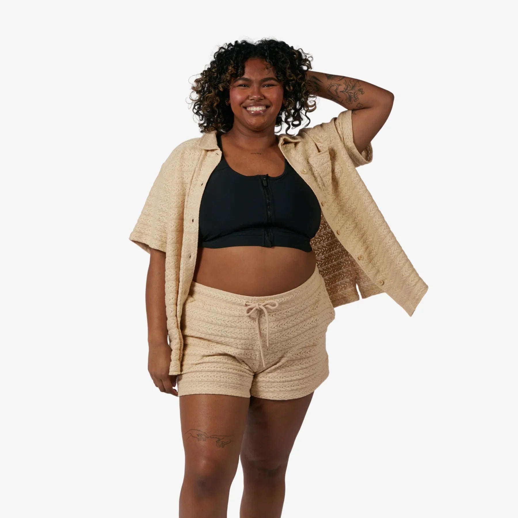 TomboyX Crochet Cabana Shirt - inclusive underwear, product view