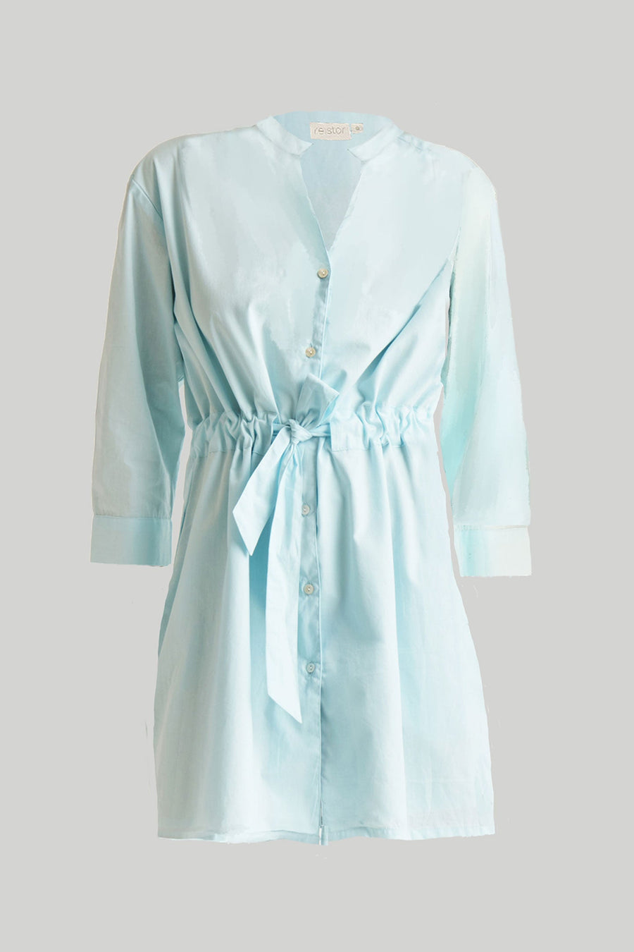 Reistor Short Tie Waist Dress in Summer Blue - plus size dress, product view