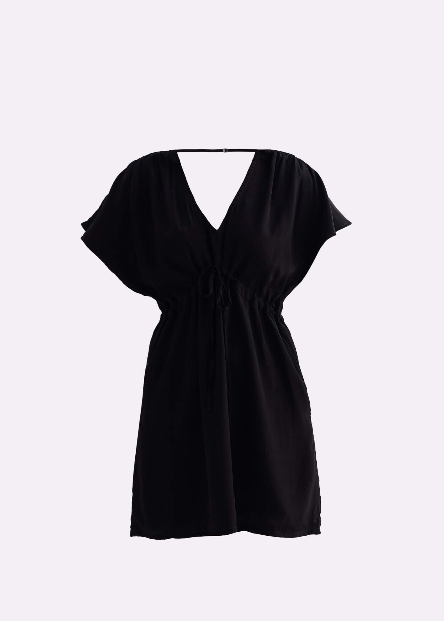 Short Gathered Dress in Black Flat Lay