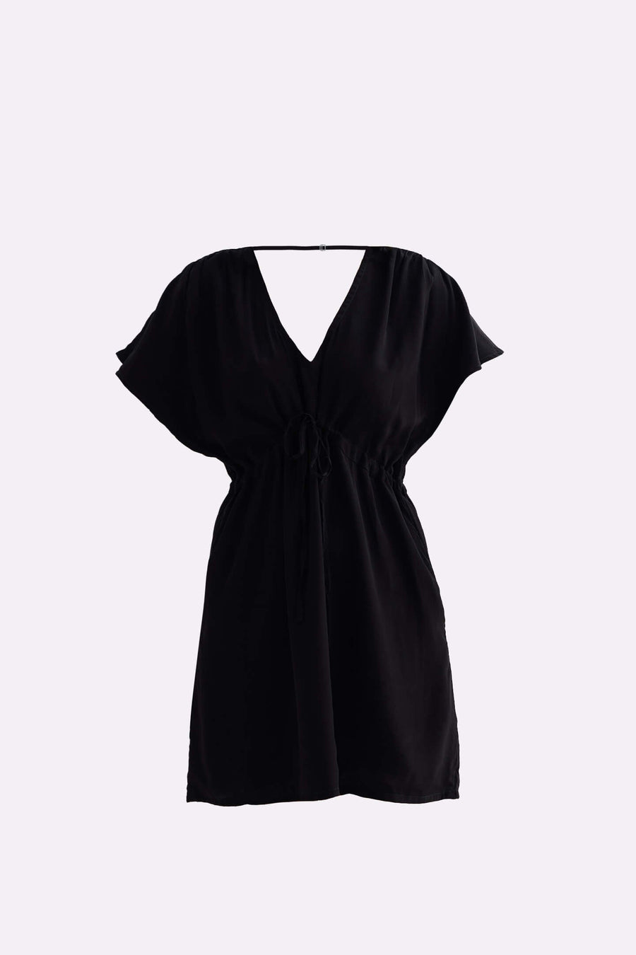 Reistor Short Gathered Dress in Black - plus size dress, product view