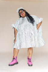 Nettle Studios Silver Metallic Mini Mushroom Dress - plus size mushroom dress, product view