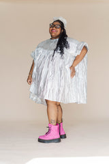 Nettle Studios Silver Metallic Mini Mushroom Dress - plus size mushroom dress, product view