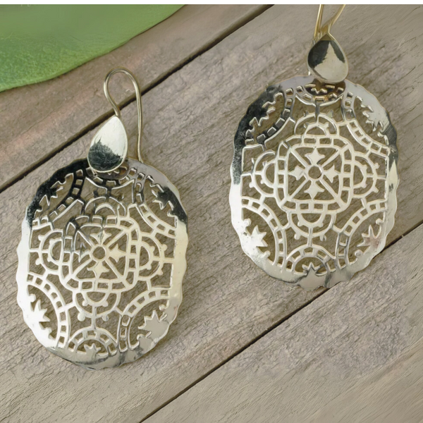 Baizaar Brass Stained Glass Earring - handcrafted earrings
