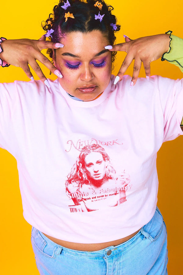 Sweet Baby Ray's Single and Fabulous Pink Tee - plus size tee, product view