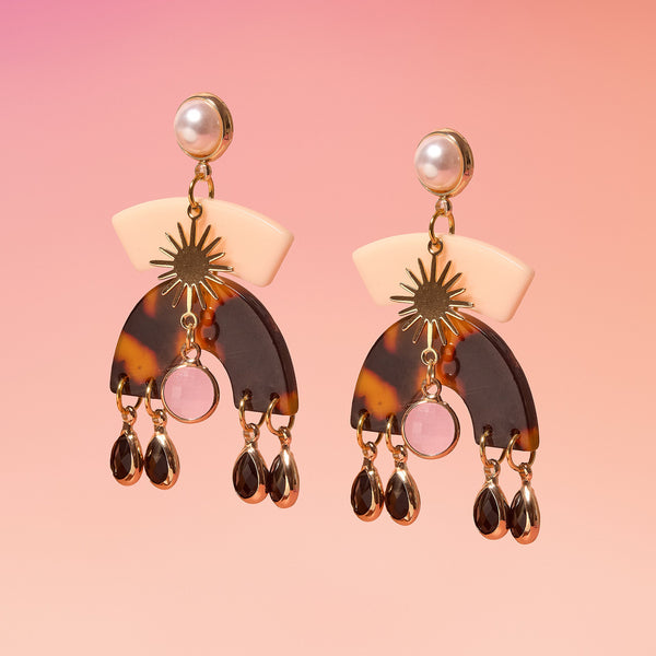 Tribeandtemple Freya Resin Earrings Neutral - handcrafted earrings