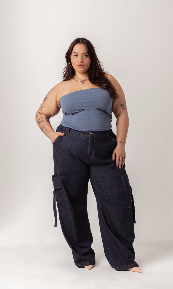 GIA/irl Denim Cargo Pant - plus size cargo pant, product view